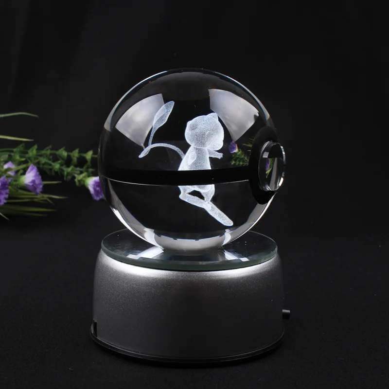 50 mm 80 3d Image Engraving Crystal K9 Poke Ball Japan Cartoon Monster Custom