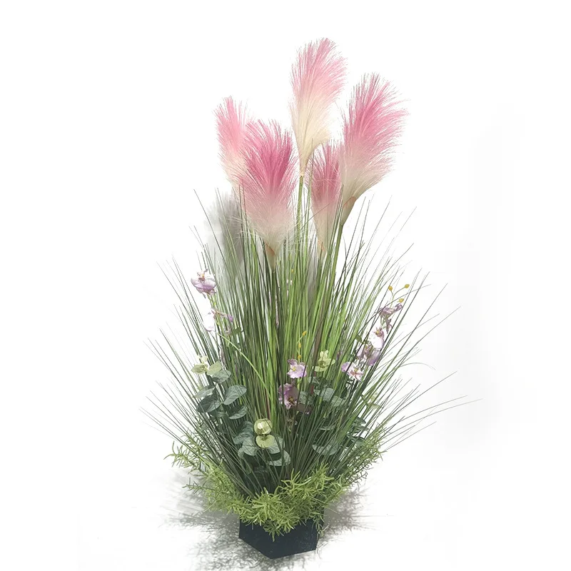 Factory Direct Artificial Onion Grass Bonsai Plastic Faux Onion Grass Potted Home Office Decorative Grass Bonsai