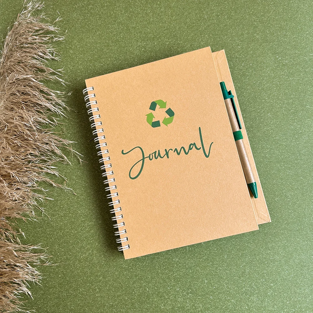 SIDAIXUE A5 Kraft Paper Notebook Recycled Journal with Pen Color Logo