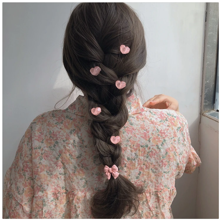 Small Hair Clip Romantic Mini Sweet Girls Hairpin Peach Heart Bow Flower Forehead Women Hair Accessories