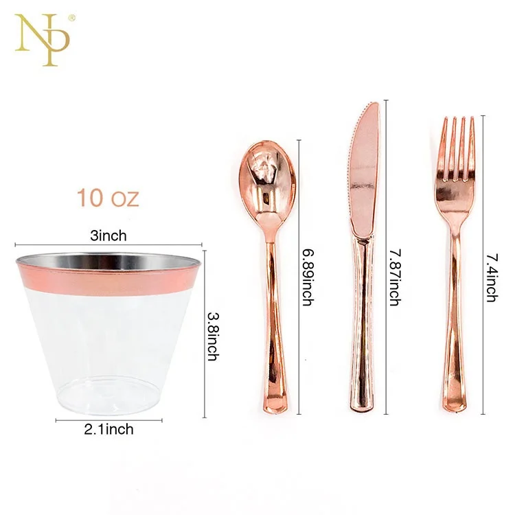  Nicro 175 шт. новый продукт Горячая печать твердый роскошный свадебный комплект розового золота Необычные одноразовые пластиковые
