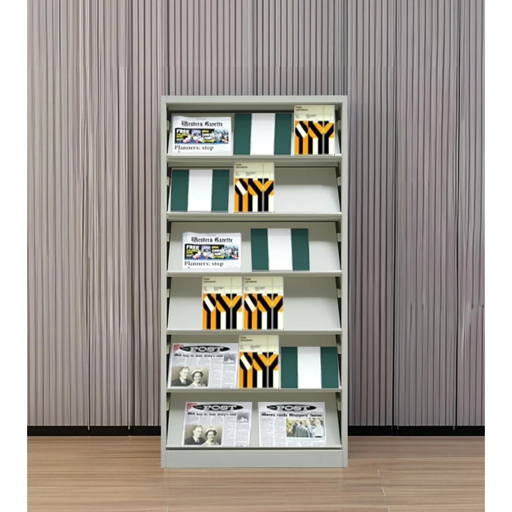 Bookshelf Iron Bookstore Magazine Periodical Shelf Library Newspaper Rack Display Stand File Cabinet Office Carton Box A4 Steel