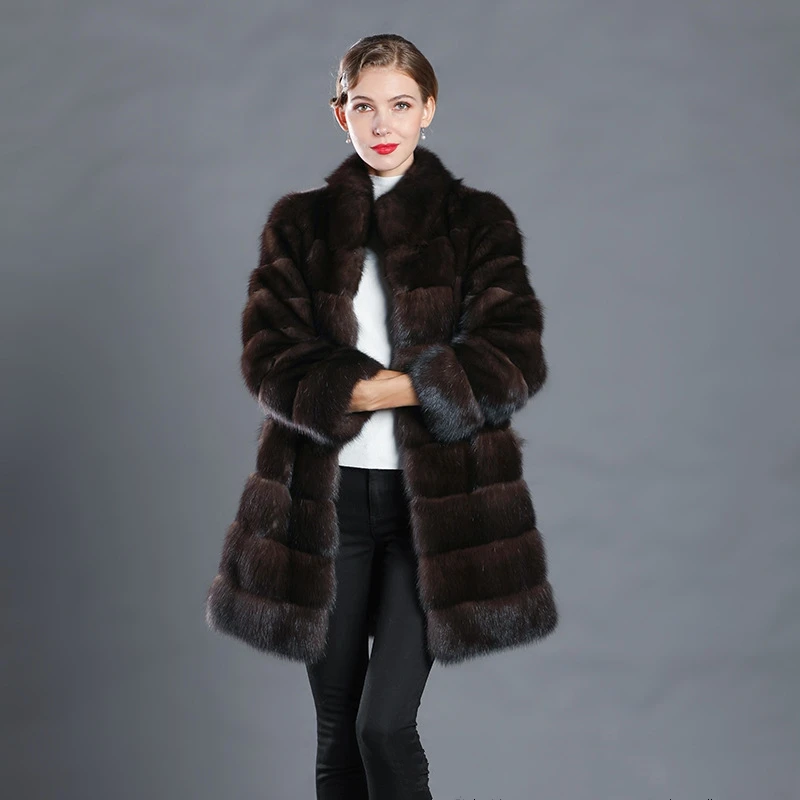 2022 Wholesale natural mink fur coat winter sable fur coat real mink fur coat women
