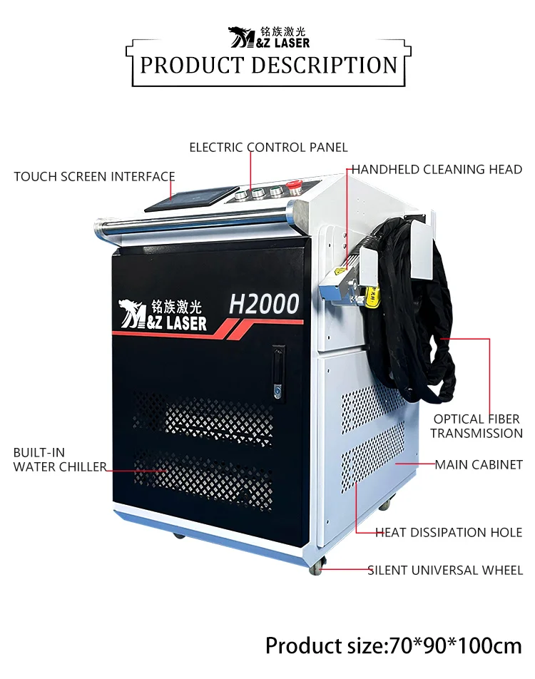 CE Certified 2kw/3kw Handheld Fiber Laser Metal Cleaning Machine High Efficiency for Home Use & Restaurant Easy to Operate