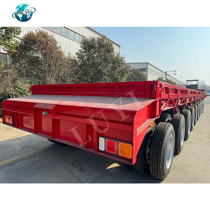 Hydraulic Lifting Steering Shaft Low Bed Truck Trailer 10 Axles Hydraulic Lifting Gooseneck Low Bed Semi Trailer