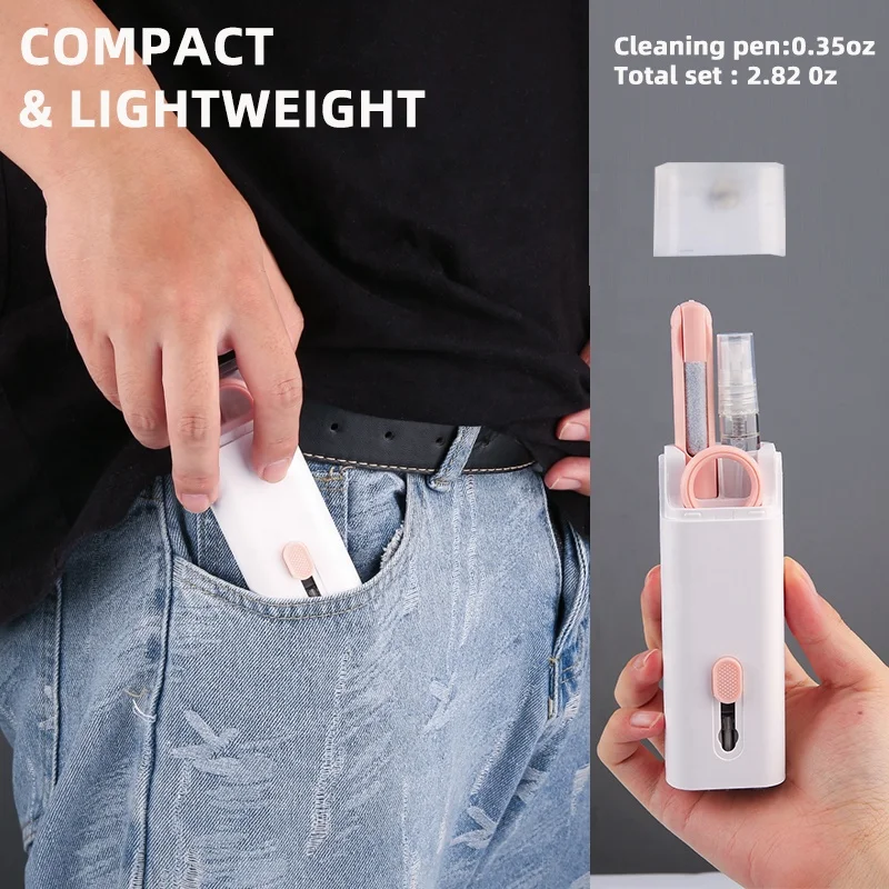 USLION 7 in 1 Multi-functional Laptop Keyboard Brush Earphones Cleaning Pen Portable Keycap Puller Cleaning Tools Cleaner Kit