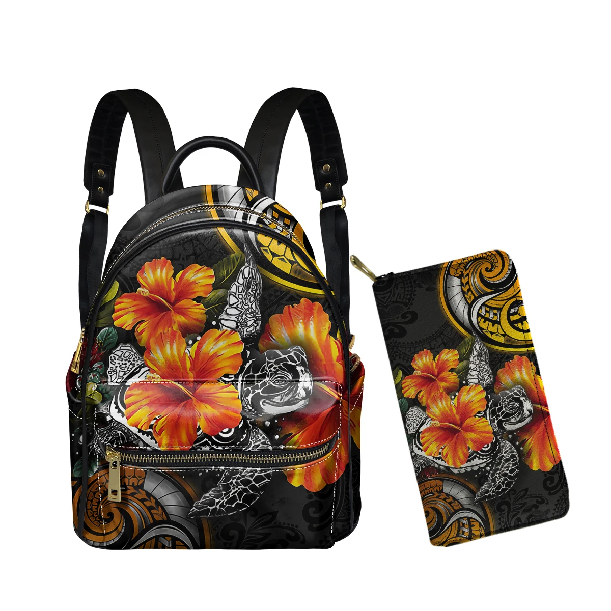 Wholesale Anti-theft Female Bag Mini Backpack Handbag for Women Polynesian Turtle Design Pu Leather Backpacks Custom Logo Prints