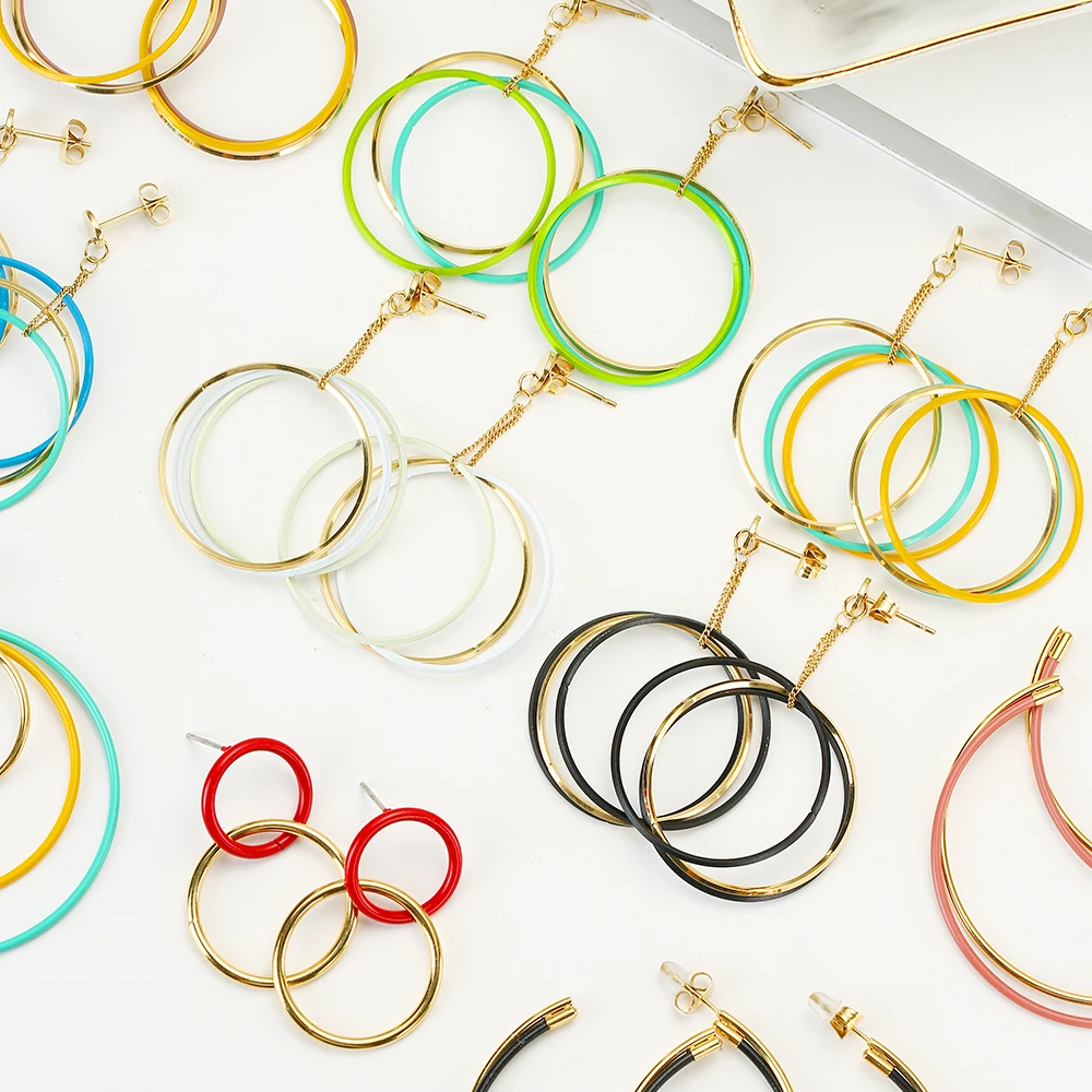 Wholesale Custom Stainless Steel Luxury Jewellery Fine Eternity New Fashion Jewelry Drop Hoop Earrings for Women Accessories