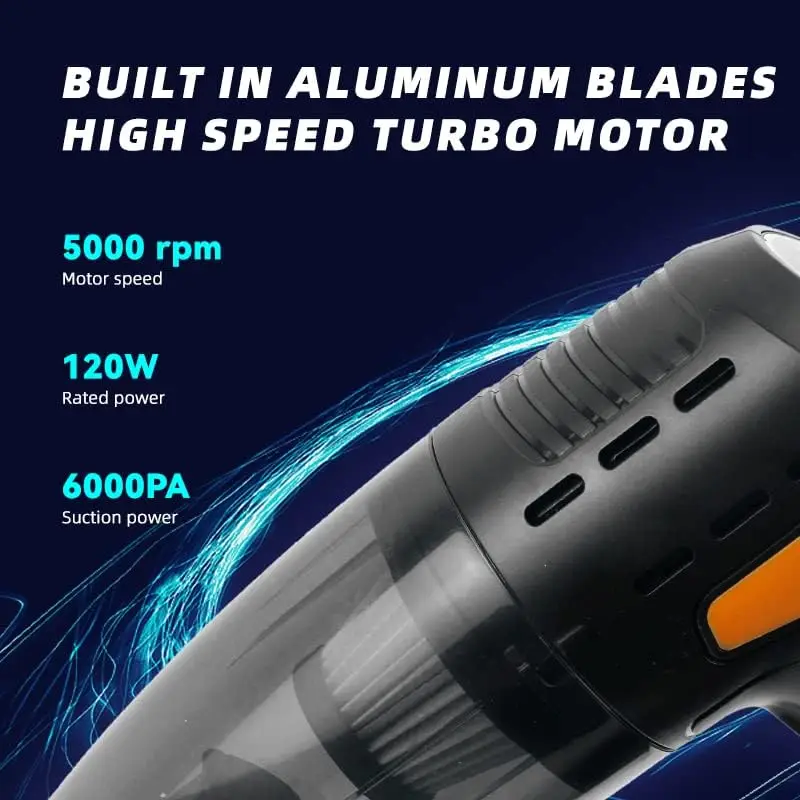 Wireless Car Vacuum Cleaner Tire Inflator  Air Compressor with Digital Tire Pressure Gauge LCD Display- Rechargeable