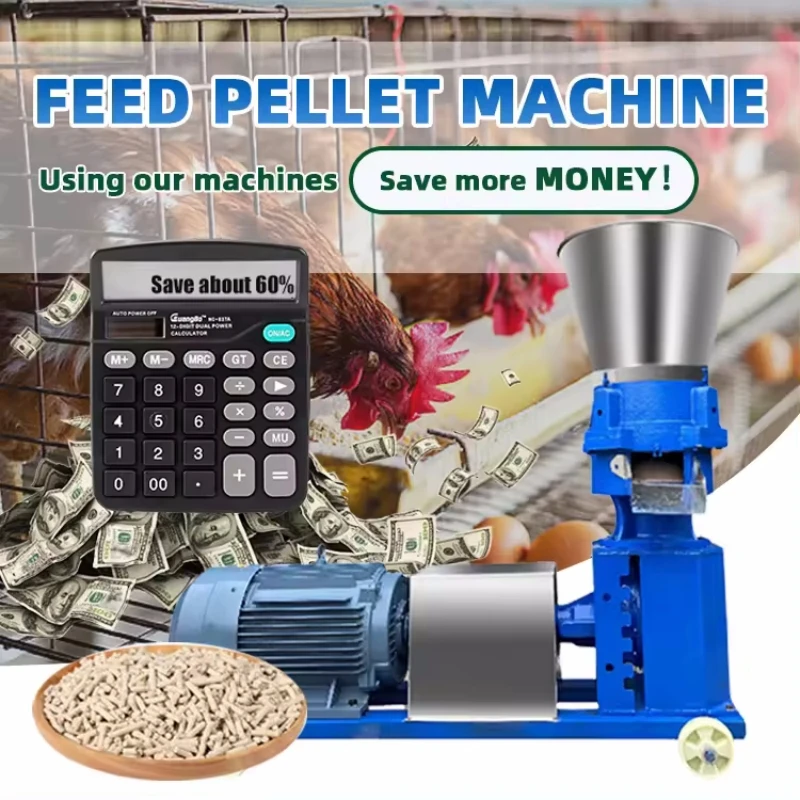 Mill Fish Cattle Granule Pelletizer Processing Pig Produce Poultry Mini Animal Chicken Making Feed Pellet Machine