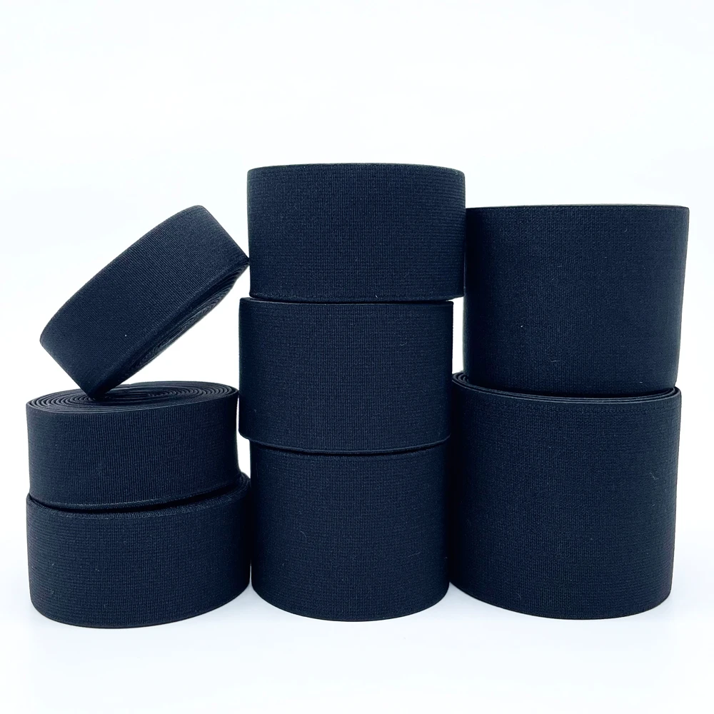 
Factory direct sale 20mm 25mm 30mm 40mm 45mm 50mm 60mm black white thickened elastic band polyester nylon in stock 