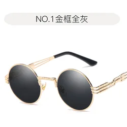 Gothic Steampunk Round Sunglasses Men Women Alloy Eyeglasses Circle Shape Brand Designer Sun glasses Mirror High Quality UV400