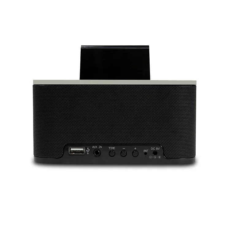 High Quality Hotel Room Homtime Speaker Portable Sound Box Wireless Boombox Speaker Fm Radio Digital Clock Set