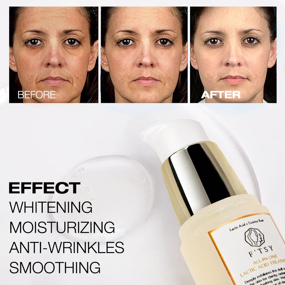 Vegan Lactic Acid Face Serum Whitening Anti-Wrinkle Liquid Lactobionic Acid Skin Wrinkle Reduction