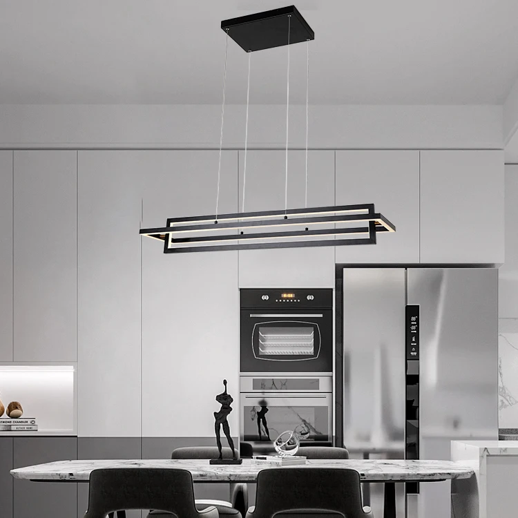  Northern Europe Square Black Modern Industrial Kitchen Room Decoration Shop Free Diy Hanging Ceiling Light Pendant