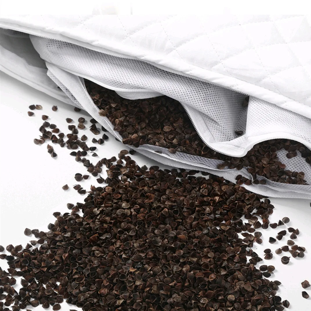 
Breathable Pillow Natural organic Buckwheat Filling Pillow With Colored Pillowcase 