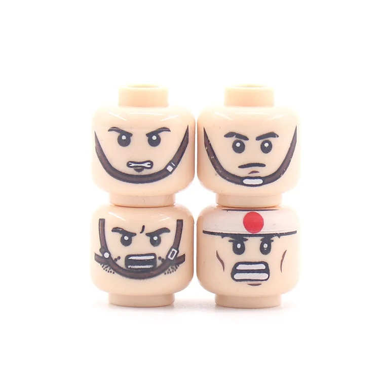 4pcs/lot expression head soldier warrior pirate mini building blocks figure accessories children educational toys gift