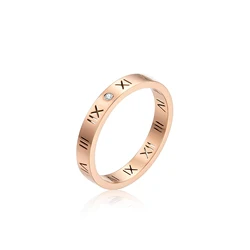 Roman Numerals Rings Hollow 316L Stainless steel Inlaid Diamond Rings fashion Couples Rings