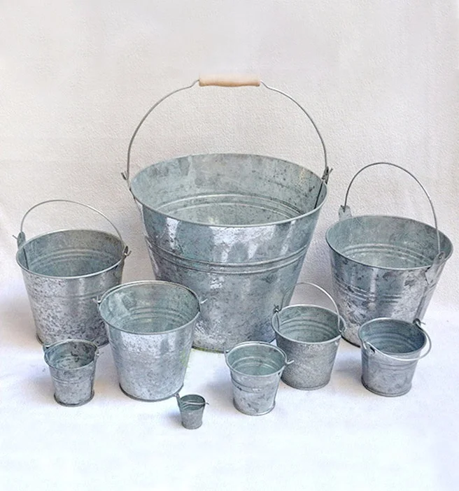 miniature galvanized pail metal tin pot small metal bucket