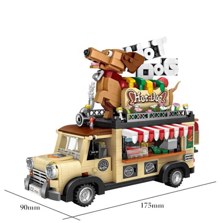 
Loz Educational small Bricks mini Vehicle Assemble model Hot dog shop ice cream truck police car Legoed building blocks for kid 
