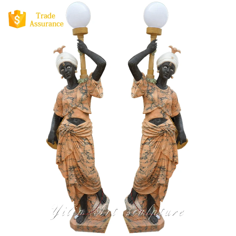 Natural Stone Woman Light Lamp Statue For Sale