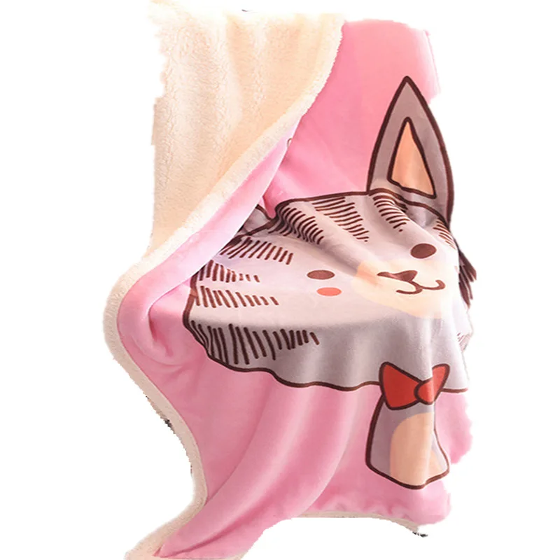 
2 layer super soft sherpa and different printed fleece baby throw blanket 