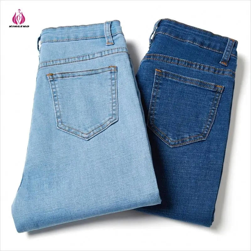Best Standard Cheap Blue Plus Size Fabric Good Women High Waist Jeans Fall Jeans Thin Pants Women Denim Pant For Women