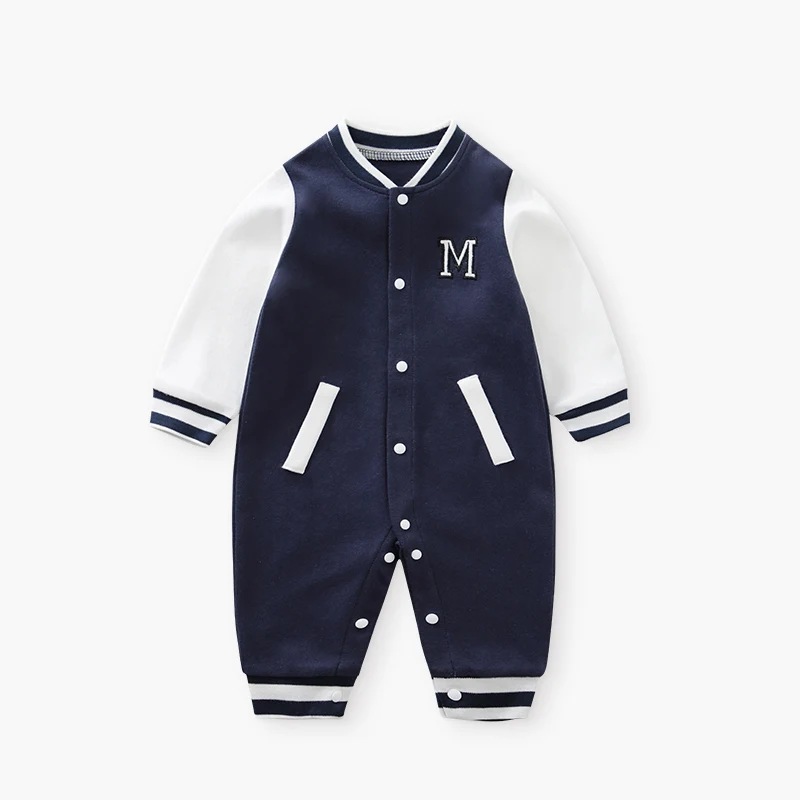 2021 new baby onesie fall long sleeve baby climbing suit Fall Korean baseball suit handsome cotton clothes from China wholesale