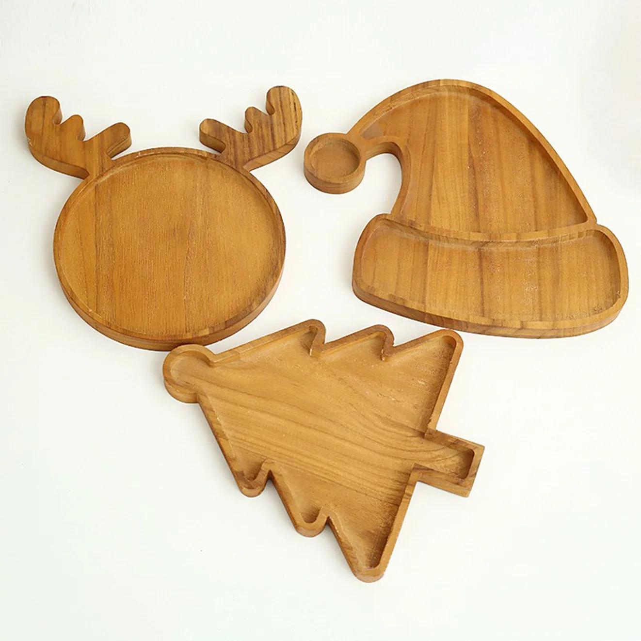 Wood Serving Plate bamboo Customize Christmas Tree for Birthday Gift food snacks christmas decoration supplies