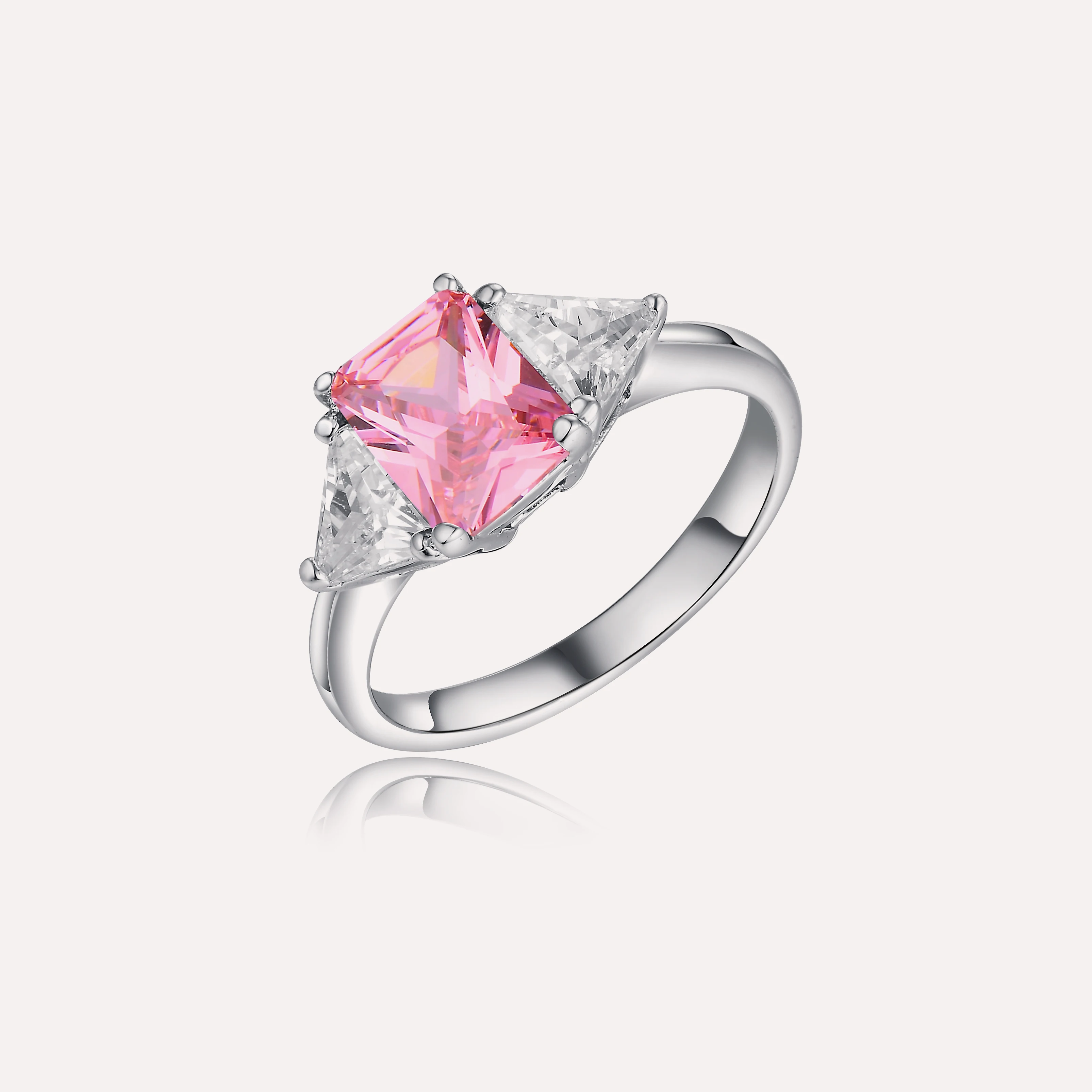 Keiyue Wholesale Custom 925 Sterling Silver Rings New Design Exquisite Simple For Women Daily Wear Red Cubic Zircon Ring