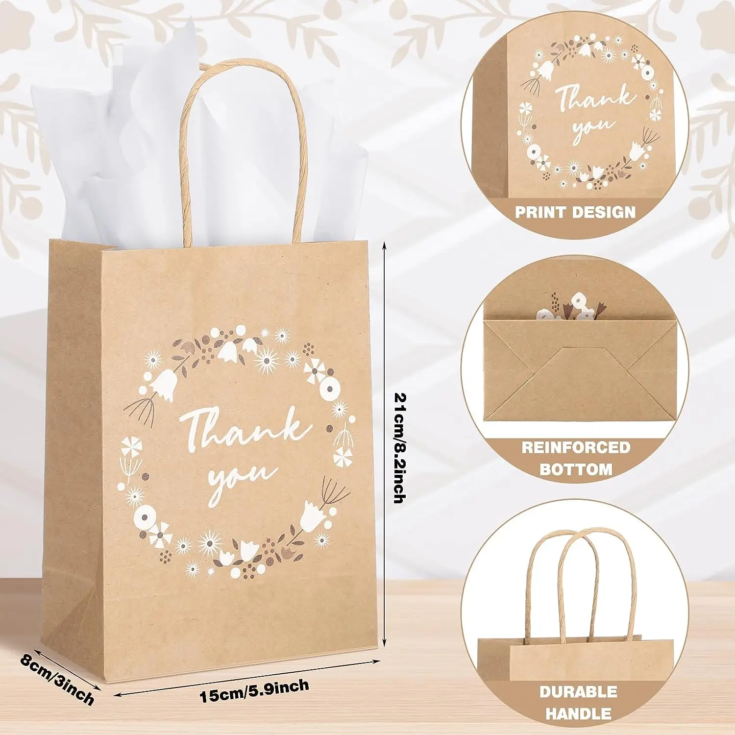 Luxury custom size package personalised mini paper carrier gift thank you bags for small business custom