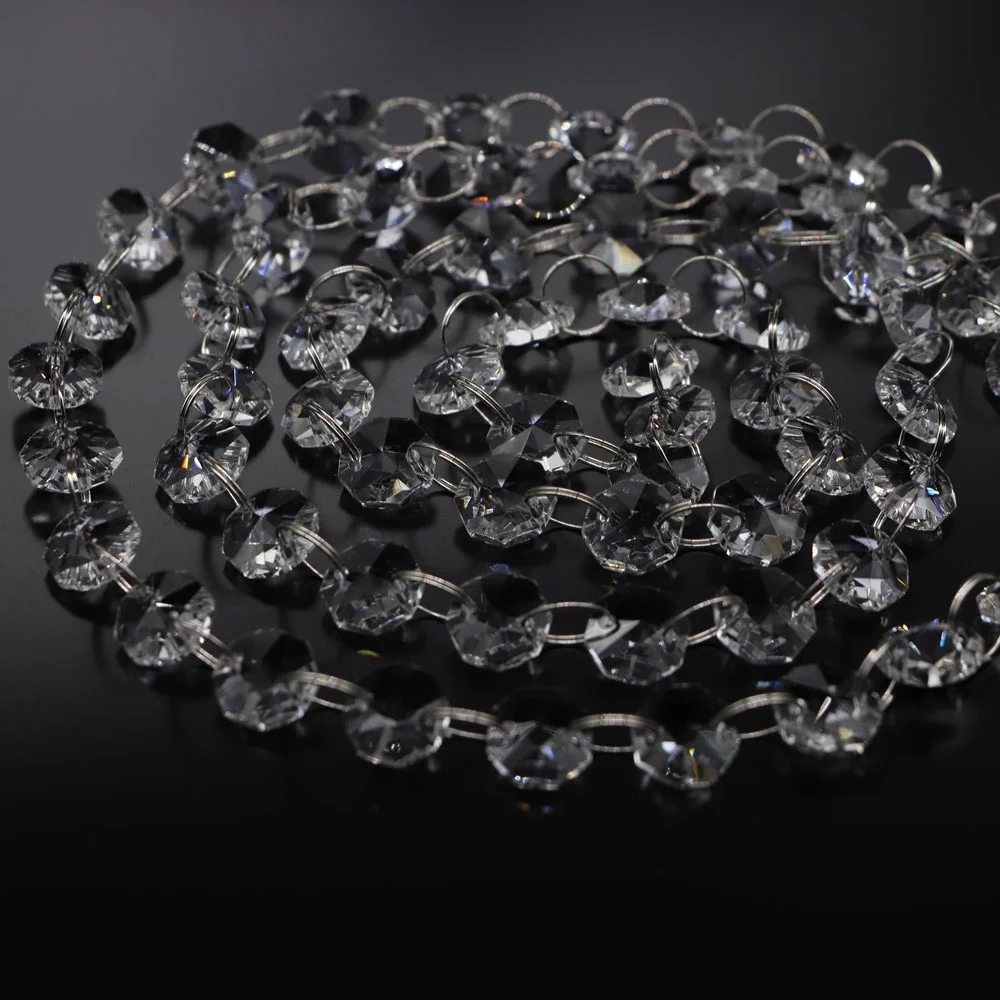 K9 Best Quality 5meter Clear Glass Octagon Beaded Garland For for wedding decoration