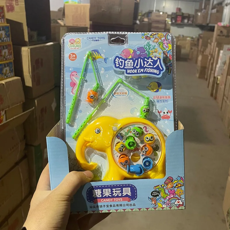 HY Toys Children Mini handheld fishing tray toy magnetic rod for children gift supermarket counter retail lot