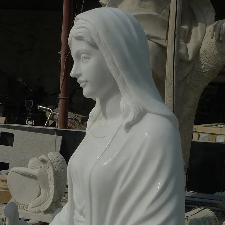 Factory direct supply life size outdoor stone white marble religious Catholic Mary statue