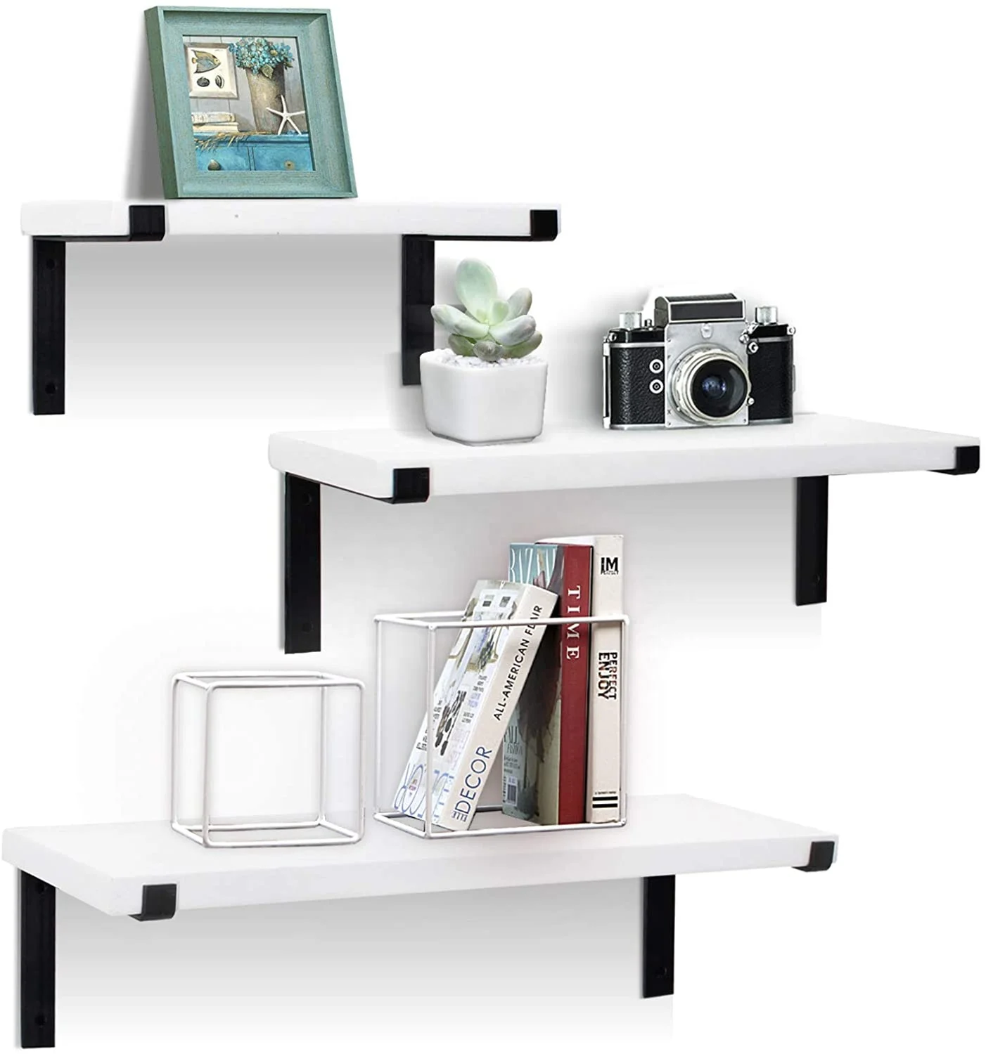 
Floating Shelves White Set of 3, White Storage Shelves for Wall, Ledge Shelf Display Shelf Pefect as Bookshelves 