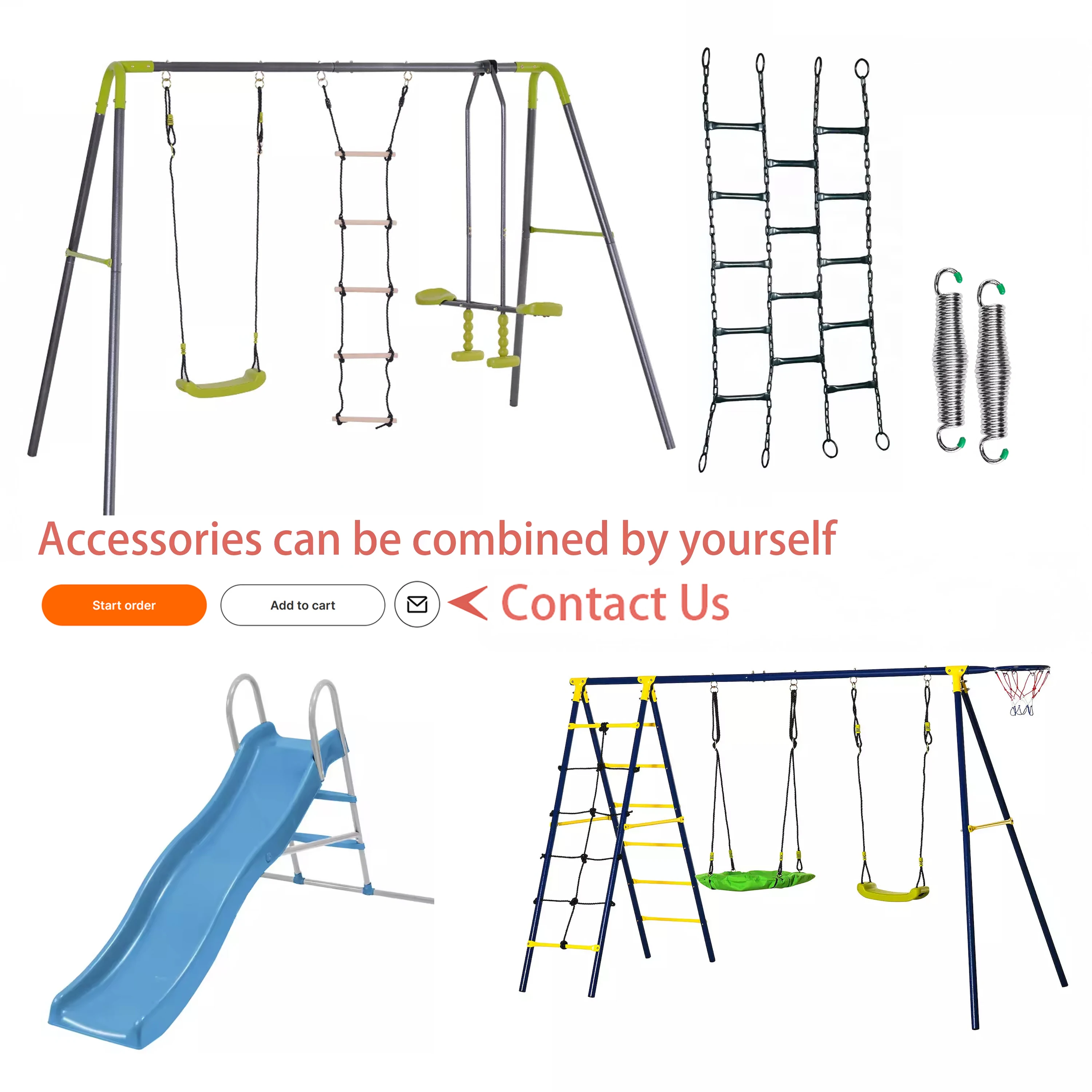 Plastic Blow Molding Toy Swing Sets accessories Dual Rider Glider Swing Double Rider for Indoor Outdoor Playground Garden School
