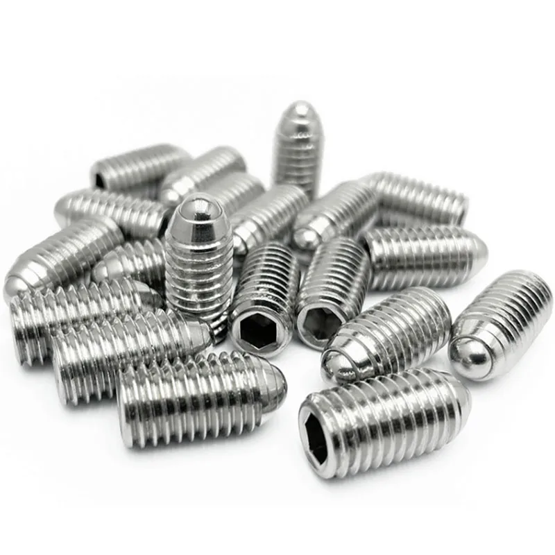 M3 M4 M5 M6 M8 M10 Stainless Steel 304 316 Hex Socket Ball Spring Plunger Headless Ball Point Set Screw