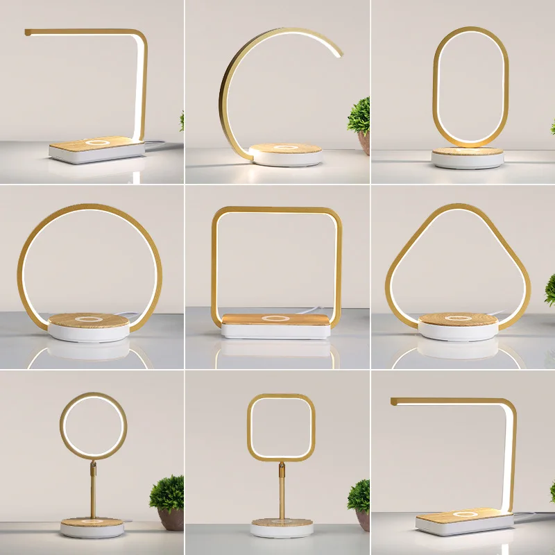 LED Table Desk Lamp With QI Wireless Charger Alarm Clock Eye Protect Light Table Lamp