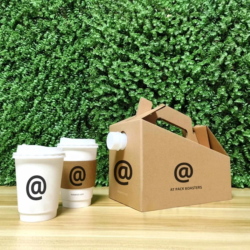 AT PACK Custom Coffee Dispenser 1L 3L 5L Laminated Material To-Go Bags with Spout Includes Box for Coffee Storage