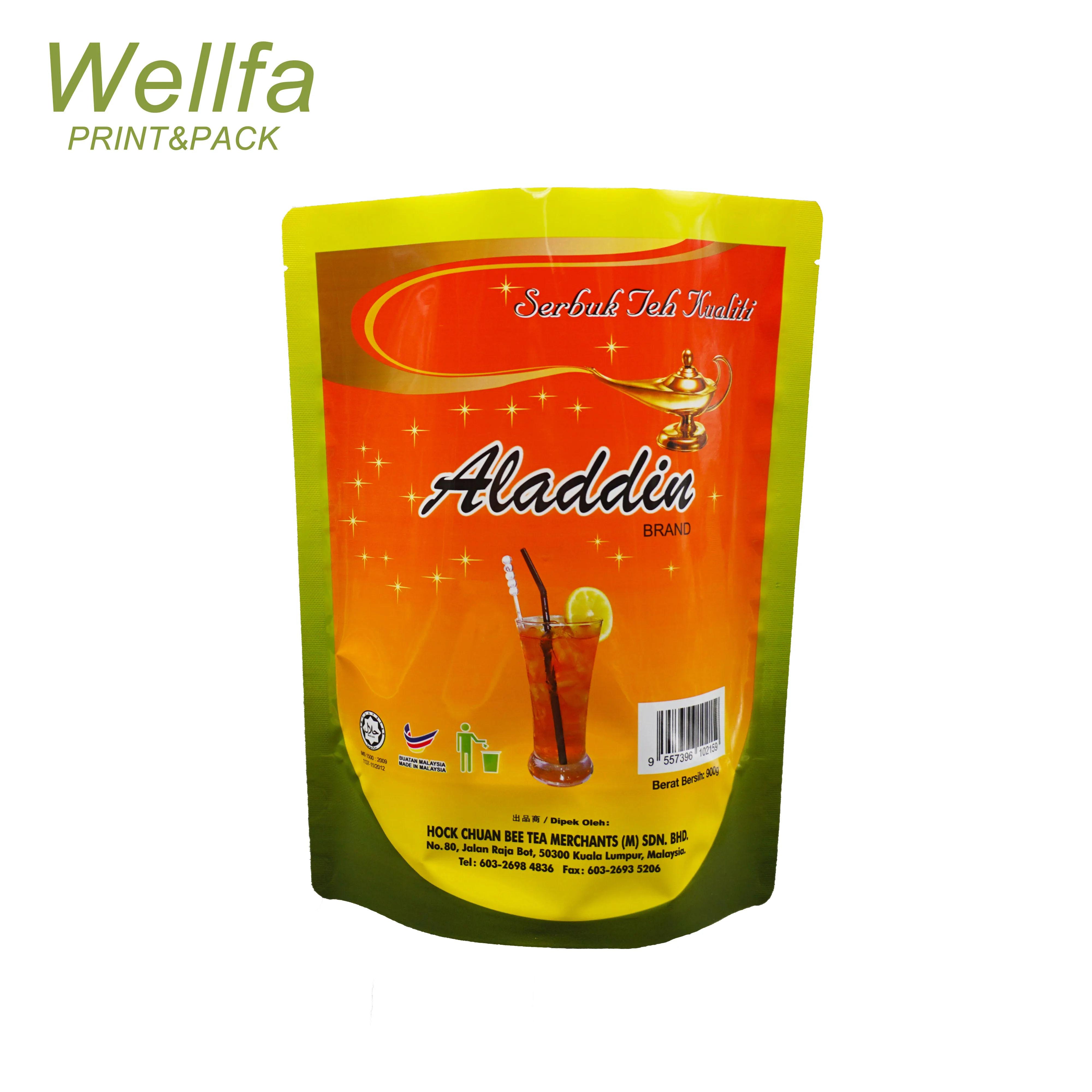 Stand up Foil Empty Tea Bags with Zipper and Individual Design for Sale