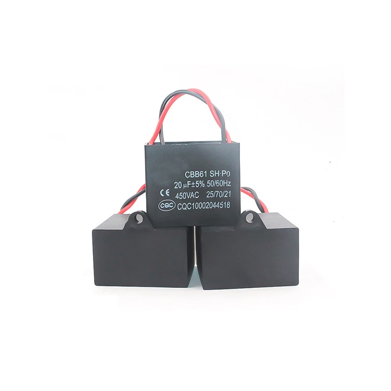 
Factory Supply Plastic cbb61 Condensateur 2uf 6uf 8uf 450vac 40/85/21 AC Motor Ceiling Fan Film Capacitor 