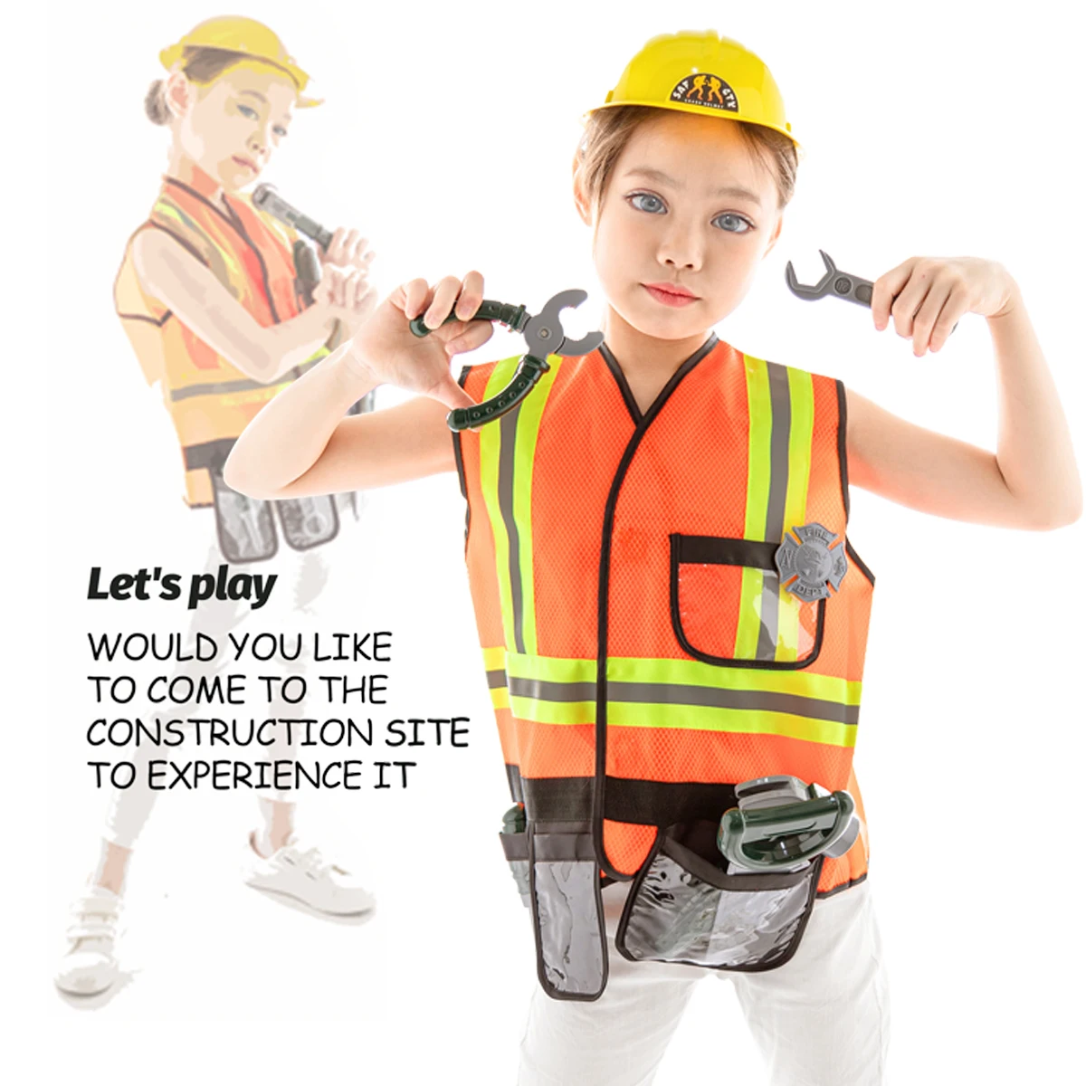 Dress up Set for Kids Engineer Costumes Pretend Play Costume Role with