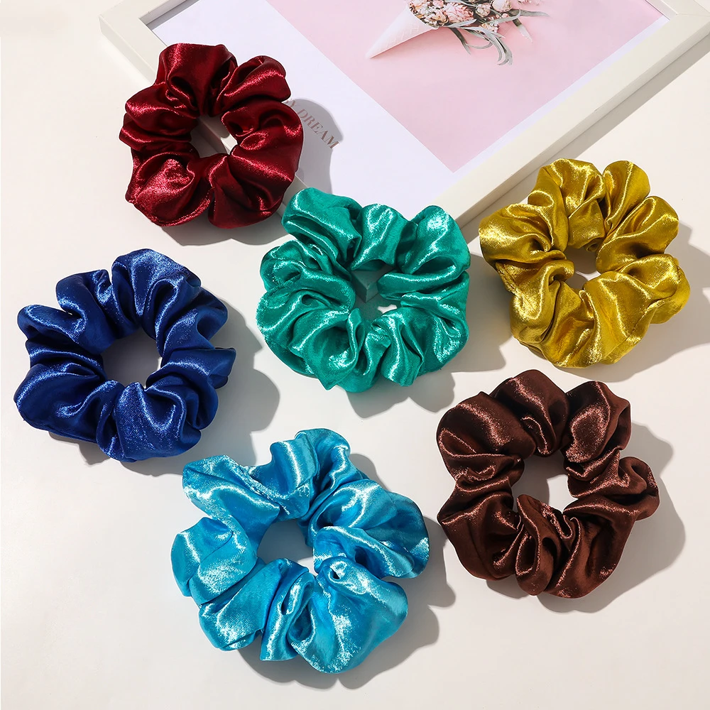 Big Sparkle Velvet Hair Tie Ponytail Holder Satin Scrunchies Colorful Hair Bands For Girls Women