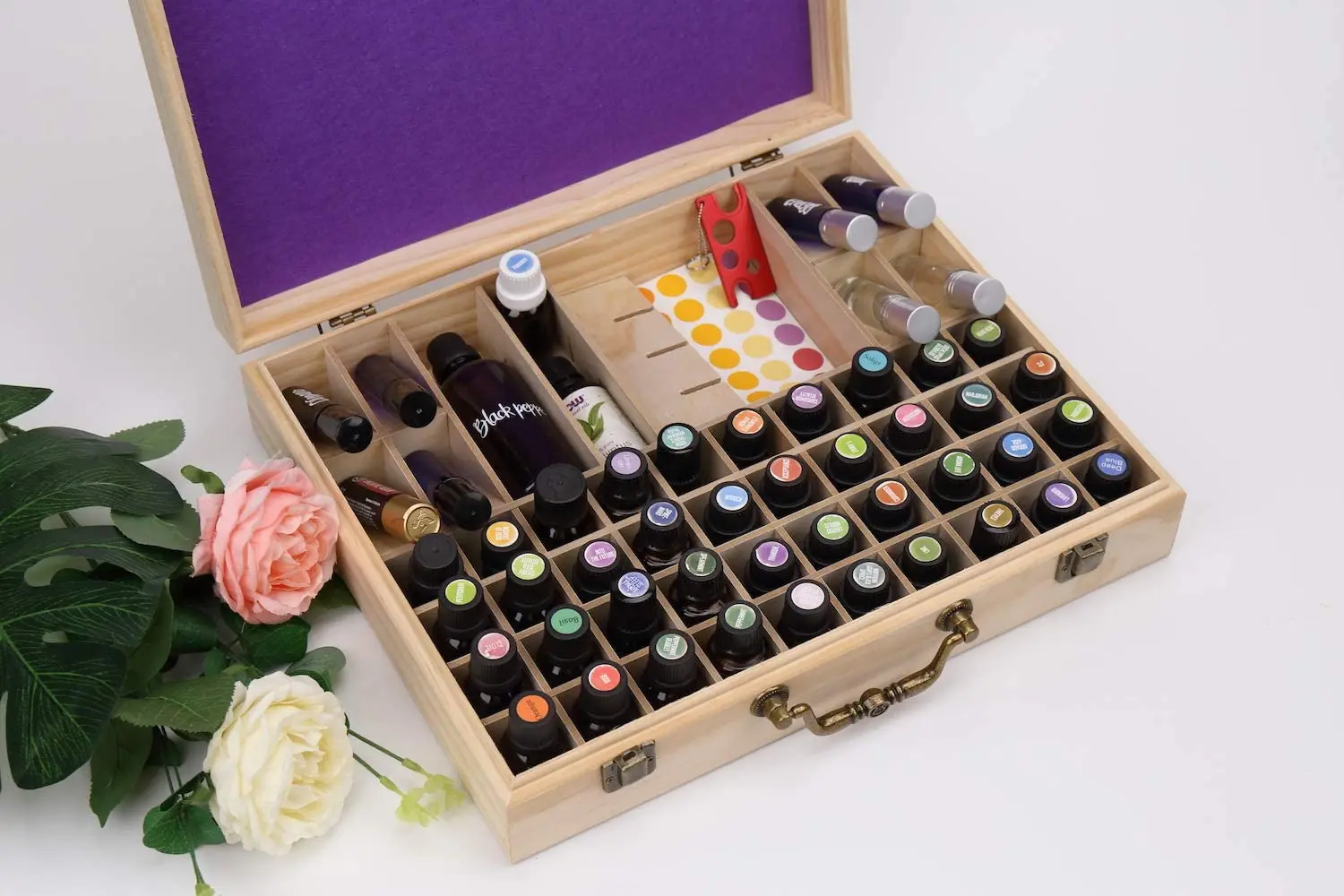 Custom Bottle Wooden Essential Oils Storage Box with Handle