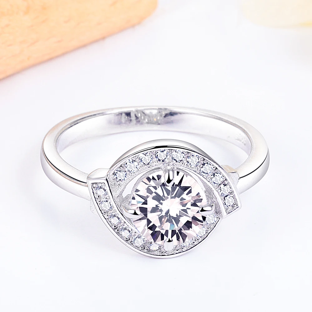 Tonglin Custom S925 CZ Sterling Silver Ring Set Plating Cubic Zirconia Gemstone Women 925 Silver Rings