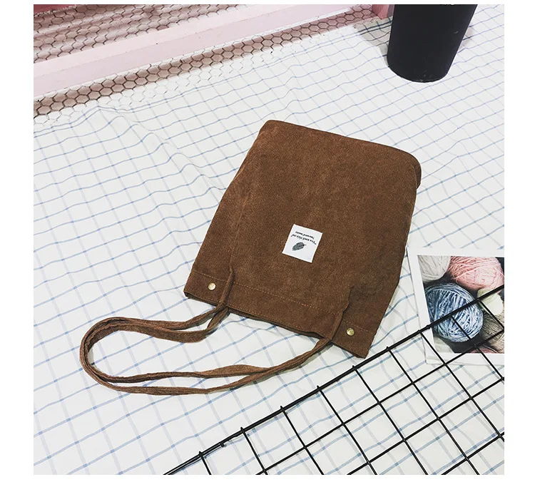 2022 Spot wholesale corduroy shopping bag canvas large capacity literary shoulder high quality tote bag