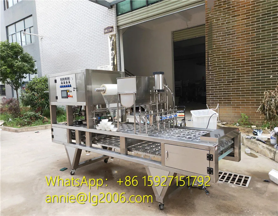 Automatic Disposable Plastic Paper Bowls Instant Noodle Butter Chocolate Yogurt Seafood Instant Soup Filling Sealing Machine
