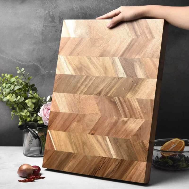 Extra Large Rectangular Block Split Thick Cut Vegetables Meat Easy Clean Acacia Wood Joint Cutting Board with LOGO engrave