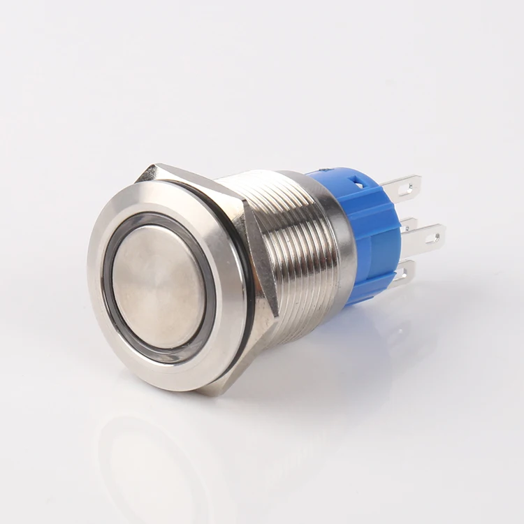 19mm Flat round Button Spdt Push Button Switch Led Waterproof 220v