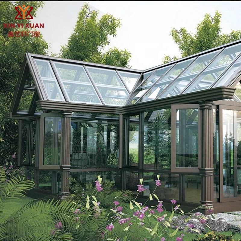 
New design china product outdoor glass room Aluminium greenhouse with glass cover bear glass solarium sunroom for sale 